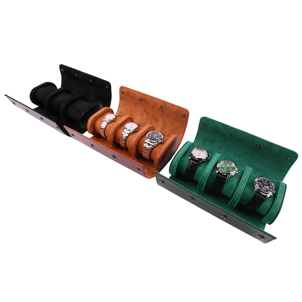 Luxury Watch Travel Case - Luxury Portable 3 Slots PU Leather