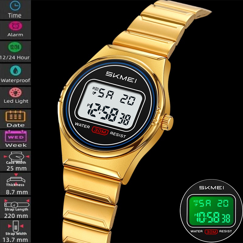 Perpetual Calendar Watch - Skmei Womens Digital Watches Luxury Steel