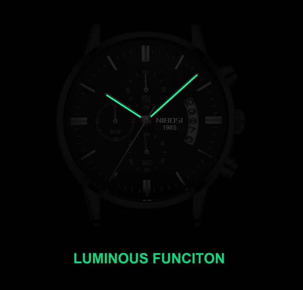 NIBOSI Stainless Steel Black Q - Luxury Watch Mockup recension och pris