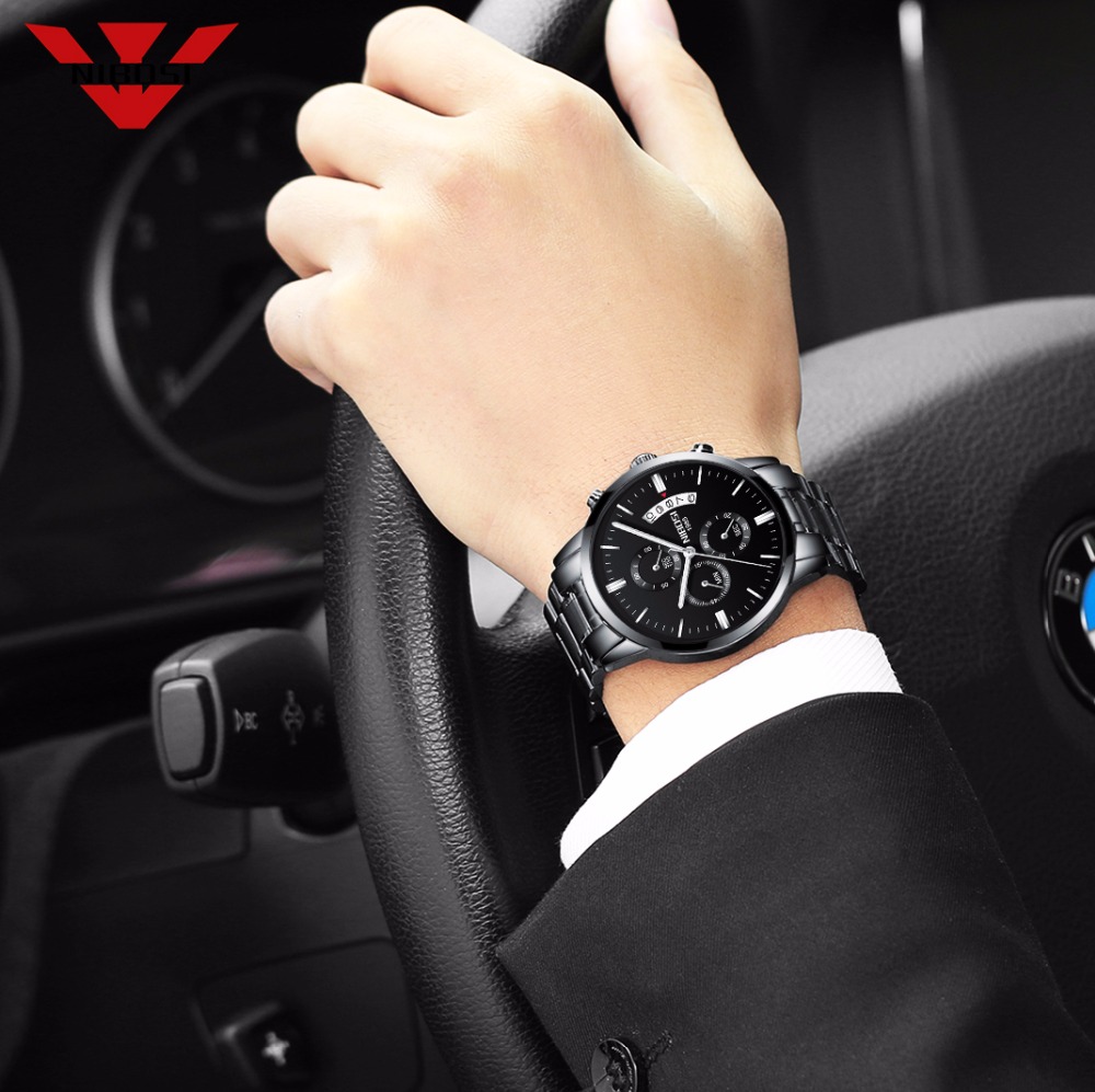 NIBOSI Stainless Steel Black Q - Luxury Watch Mockup recension och pris