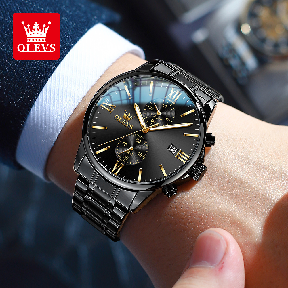 OLEVS 2886 Classic Black Quart - Luxury Watch Mockup recension och pris