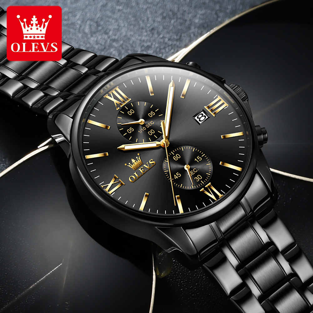 OLEVS 2886 Classic Black Quart - Luxury Watch Mockup recension och pris