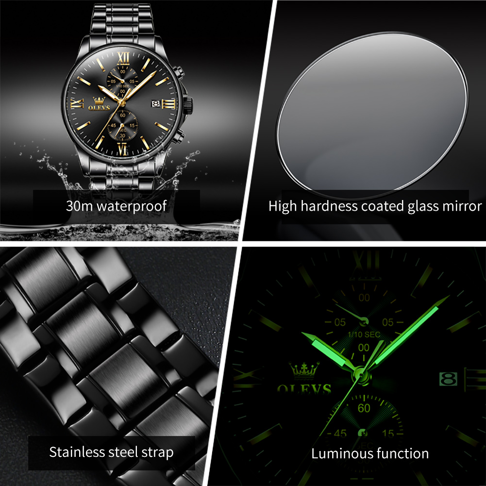OLEVS 2886 Classic Black Quart - Luxury Watch Mockup recension och pris