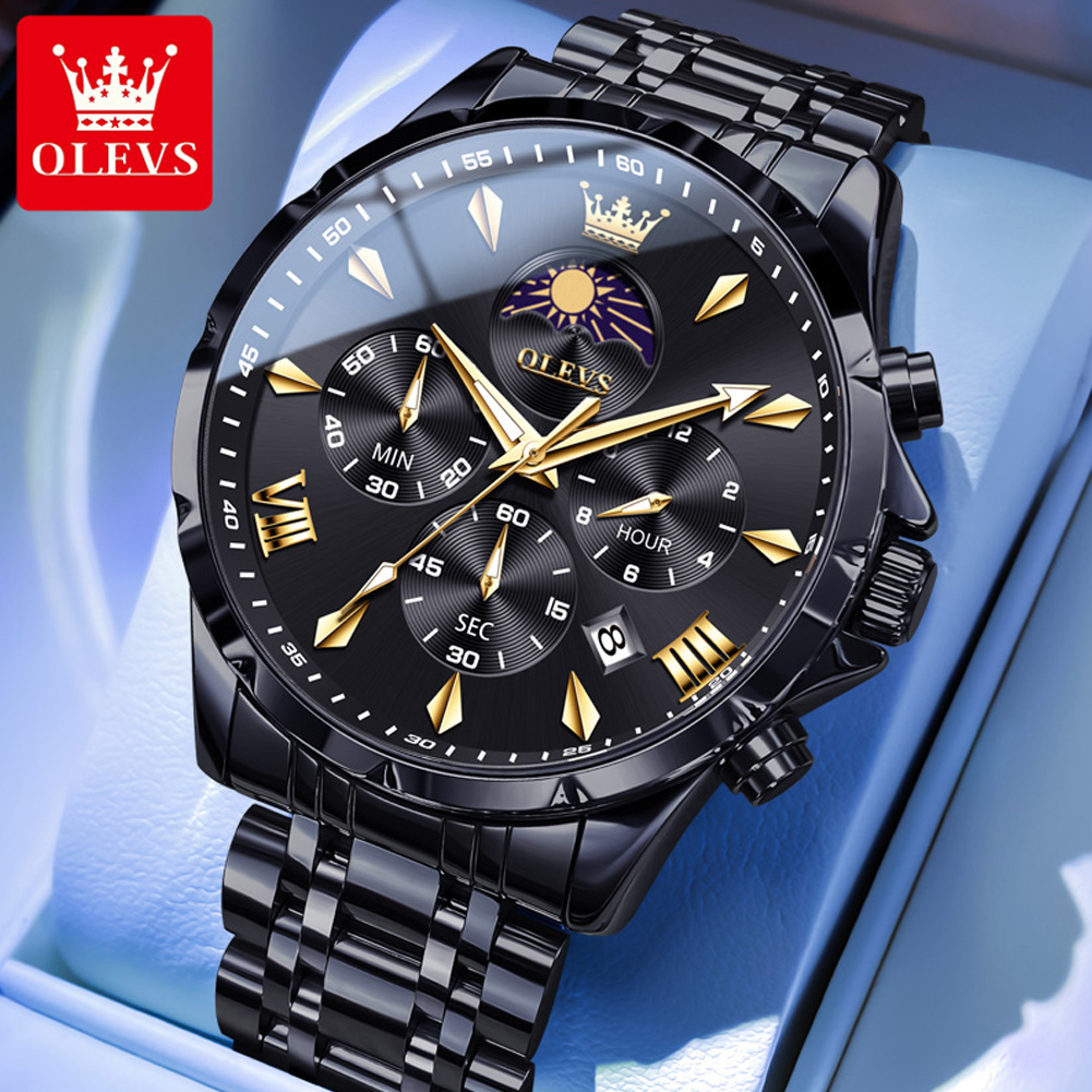 OLEVS 3653 Brand Moon Phase Ca - Luxury Watch Mockup recension och pris