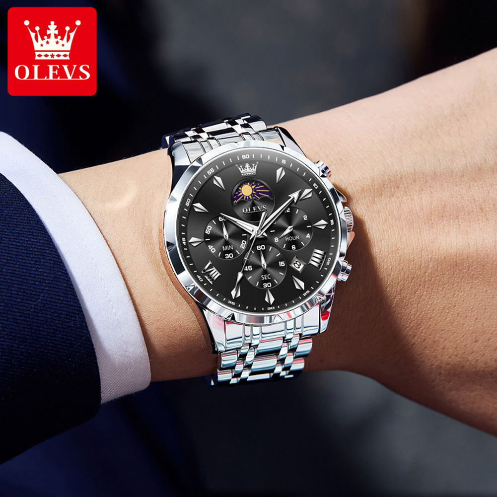 OLEVS 3653 Brand Moon Phase Ca - Luxury Watch Mockup recension och pris