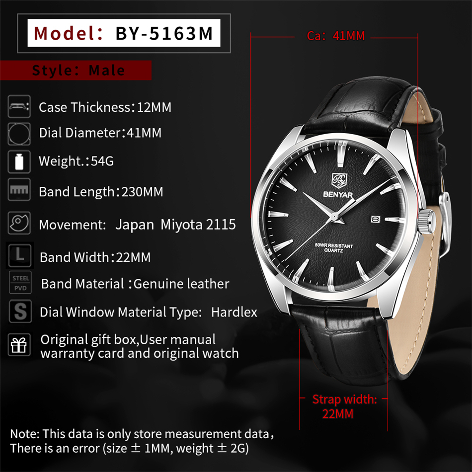 Benyar 5163 Top Brand Luxury M - Luxury Watch Mockup recension och pris