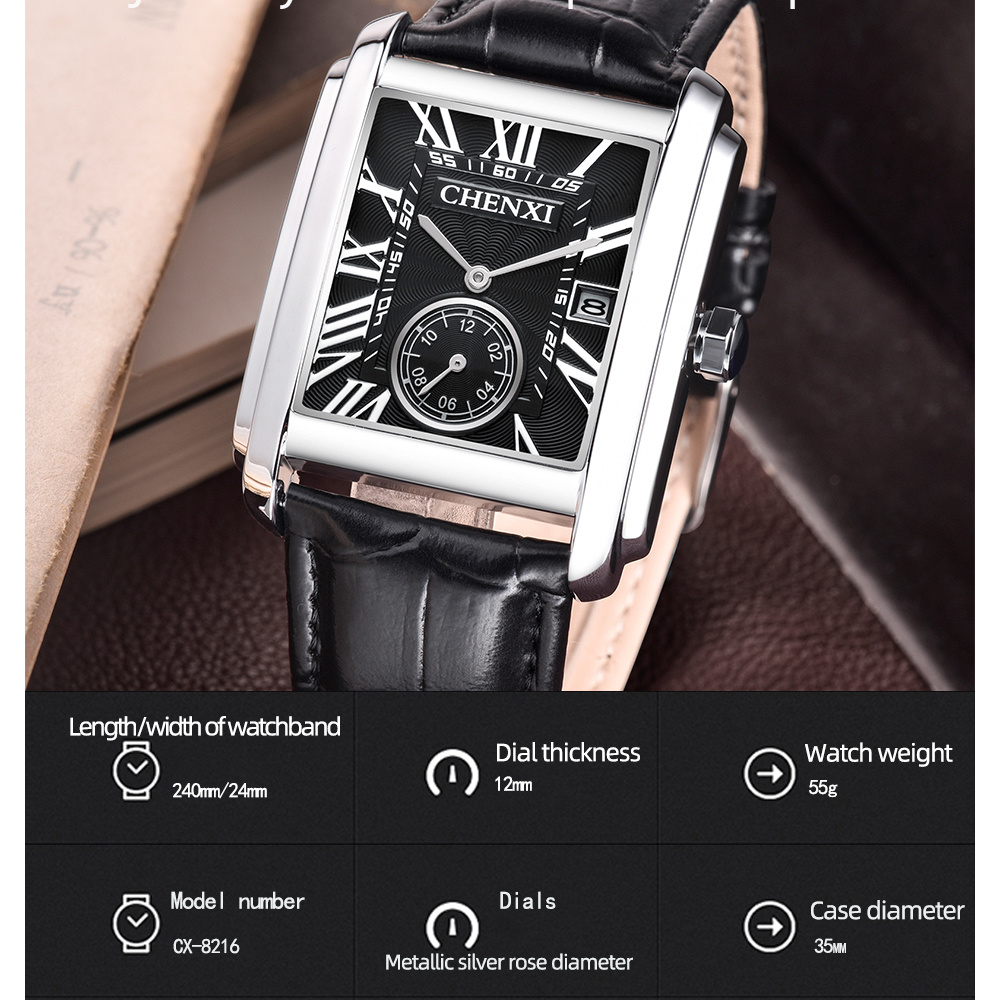 CHENXI 8216 Fashion Classic Sq - Luxury Watch Mockup recension och pris